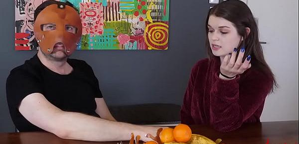Fetish babe chatting behind the scenes